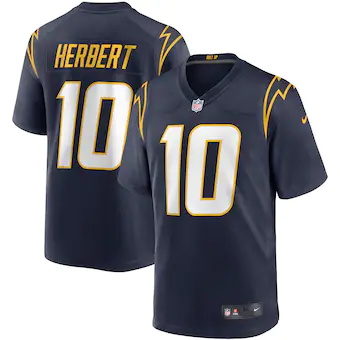 mens nike justin herbert navy los angeles chargers game jer